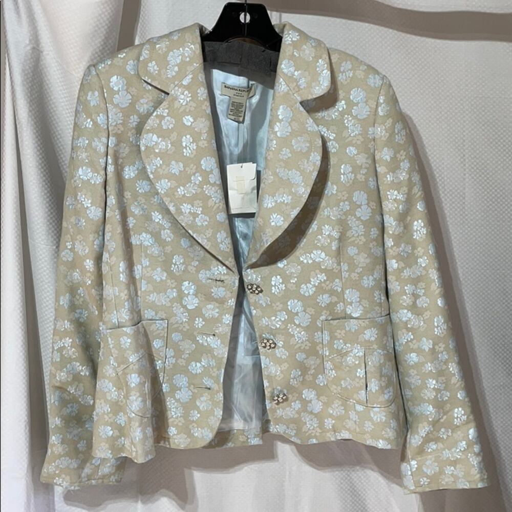 Banana republic 10 tan blue floral w/bling NWT